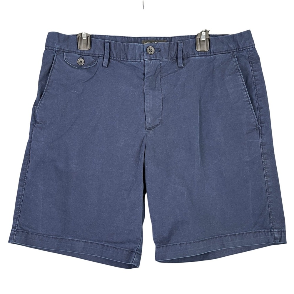 Banana Republic Lived-In Short Mens 36 Navy Blue Chino Cotton Stretch Casual‎
